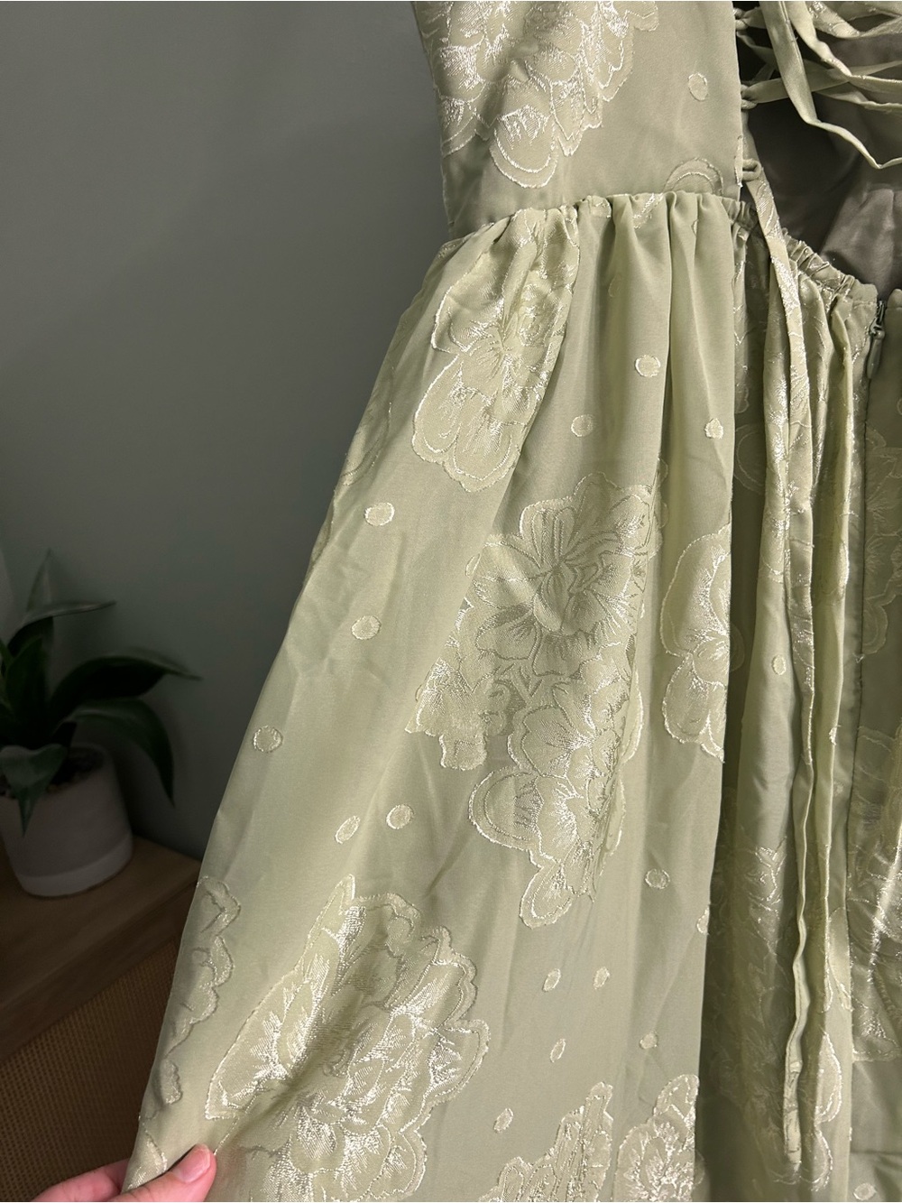 NWT azazie mabel celadon midi dress sage green wedding guest cocktail formal - Picture 7 of 7